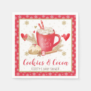 Red Cookies and Cocoa Baby Shower Napkin