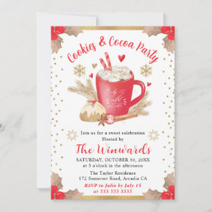 Red Cookies and Cocoa Party Winter Invitation