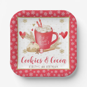 Red Cookies & Cocoa Birthday Party Paper Plate