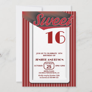 Red Cool retro bold typography sweet 16 Invitation