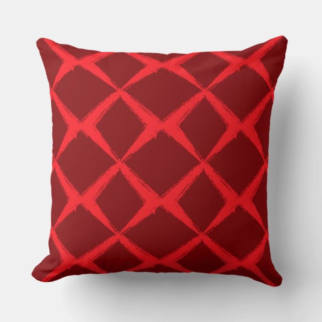 Red, cool, trendy, urban, x shape brush strokes cushion (Front)