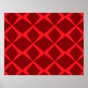 Red, cool, trendy, urban, x shape brush strokes poster