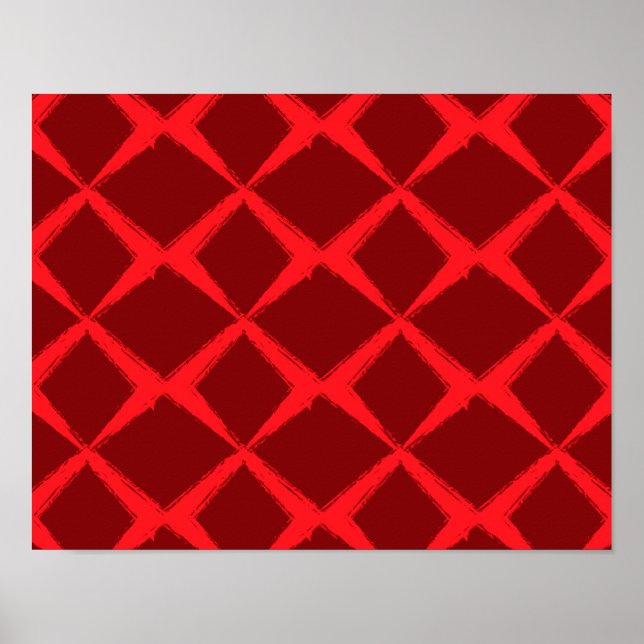 Red, cool, trendy, urban, x shape brush strokes poster (Front)