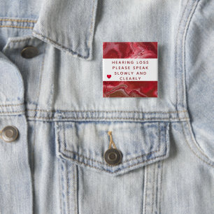 Red Copper Abstract Heart Hearing Loss 2 Inch 15 Cm Square Badge