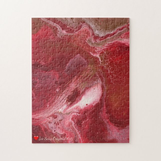 Red Copper White Abstract Jigsaw Puzzle (Vertical)