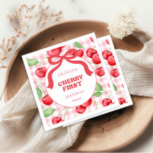 Red Coquette Bow Cherry First Birthday Party