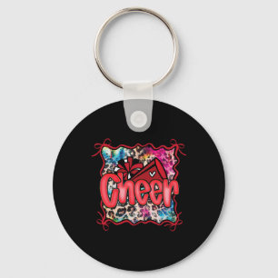 Red Coquette Cheer Cheerleader Pom Megaphone Girl  Key Ring