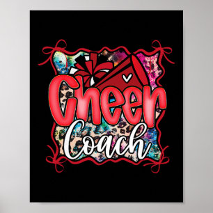 Red Coquette Cheer Coach Dad Cheerleading Pom Mega Poster