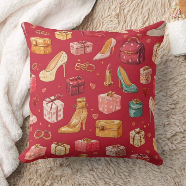 Red Coquette Christmas Glam Pattern Cushion (Blanket)
