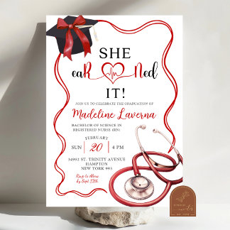 Red Coquette Nurse Graduation Invitation