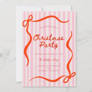 Red coquette Whimsical Hand Drawn Christmas Invitation