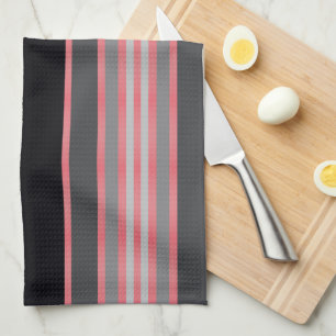 Red Coral Black And Grey Kitchen Hand Towel