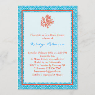 Red Coral Bridal Shower Invitation