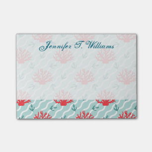 Red Coral Pattern 1   Add Your Name Post-it Notes