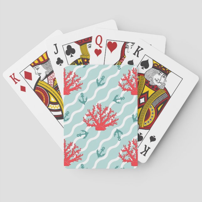 Red Coral Pattern 1 Playing Cards (Back)