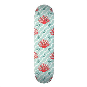 Red Coral Pattern 1 Skateboard