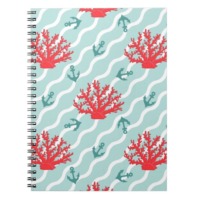 Red Coral Pattern 1 Spiral Notebook (Front)