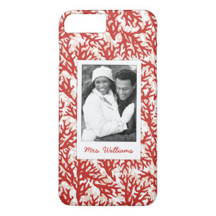 Red Coral Pattern Your Photo & Name Case-Mate iPhone Case