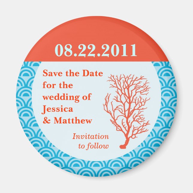 Red Coral Save the Date Magnet (Front)