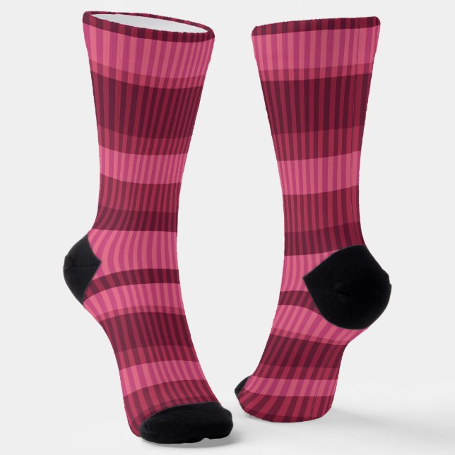  Red coral shades striped vertical pattern Socks (Angled)
