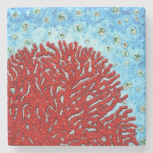Red Coral Stone Coaster