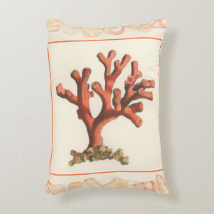 Red Coral with Conch Shell Border Decorative Cushion