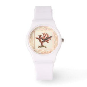 Red Coral with Conch Shell Border Watch