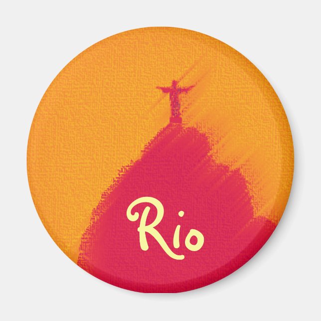Red Corcovado Rio-Brasil Magnet (Front)