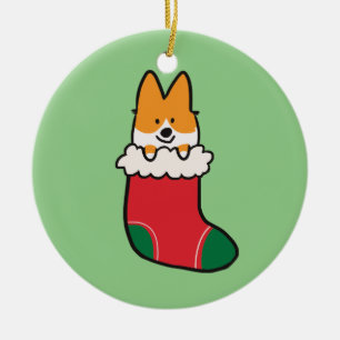 Red Corgi Stocking Ornament CorgiThings