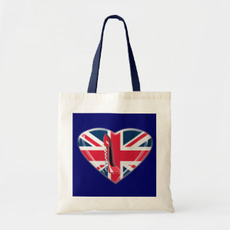 Red Corkscrew Stiletto and 3D Union Jack Heart Tote Bag