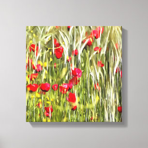 Red Corn Poppies Realistic Art Canvas Print