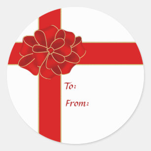 Red Corner Bow Gift Sticker