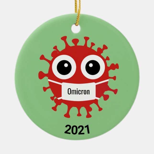 Red Coronavirus Covid-19 Omicron Variant Ornament (Front)