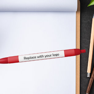 Red corporate business logo black ink pen