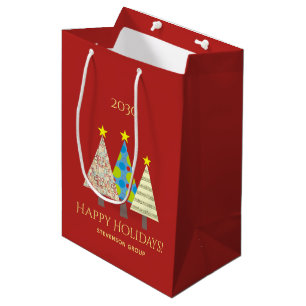 Red Corporate Christmas Holiday Medium Gift Bag