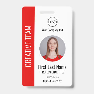 Red Corporate Employee - Logo,Photo,Barcode Badge ID Badge