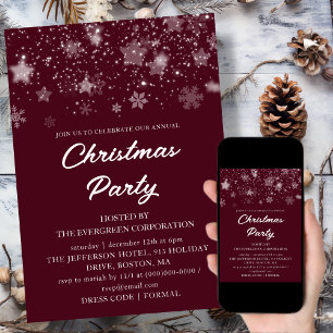 Red Corporate Office Christmas Holiday Party Invitation