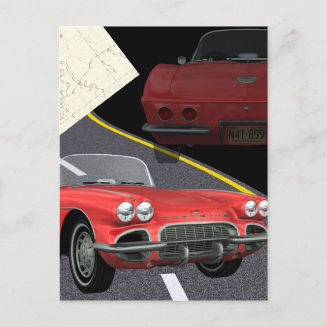 Red Corvette - Car/Father's Day Design Postcard (Front)