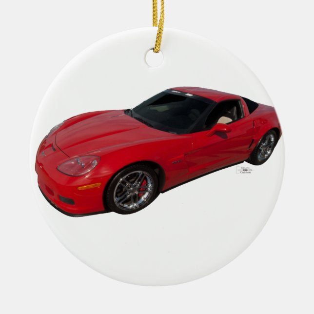 Red Corvette Ceramic Tree Decoration (Front)