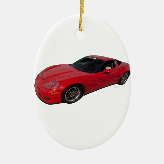 Red Corvette Ceramic Tree Decoration (Front)