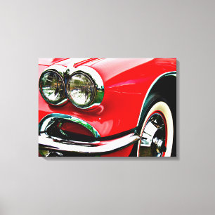 Red Corvette Headlights Canvas Print