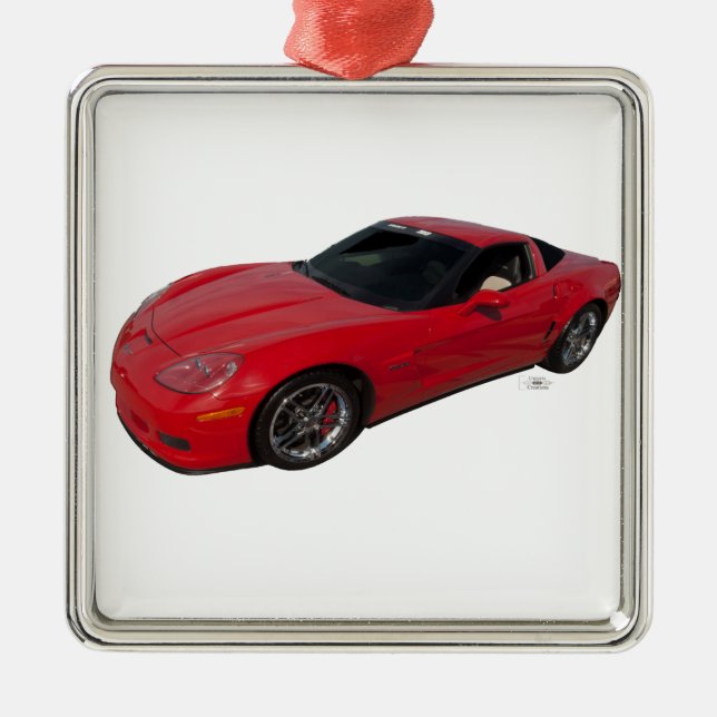 Red Corvette Metal Tree Decoration (Front)