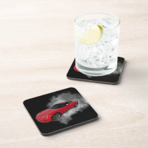 Red Corvette with Grey smoke removable background