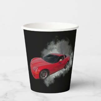 Red Corvette with Grey smoke removable background Paper Cups