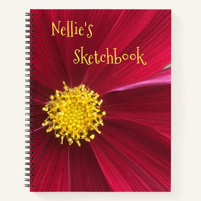 Red Cosmos Sketch Notebook (Front)