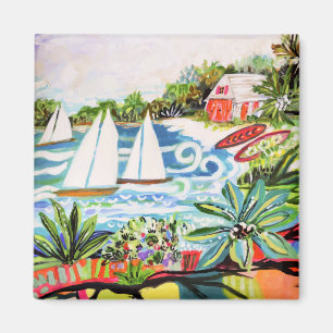 Red Cottage by the Bay II Magnet