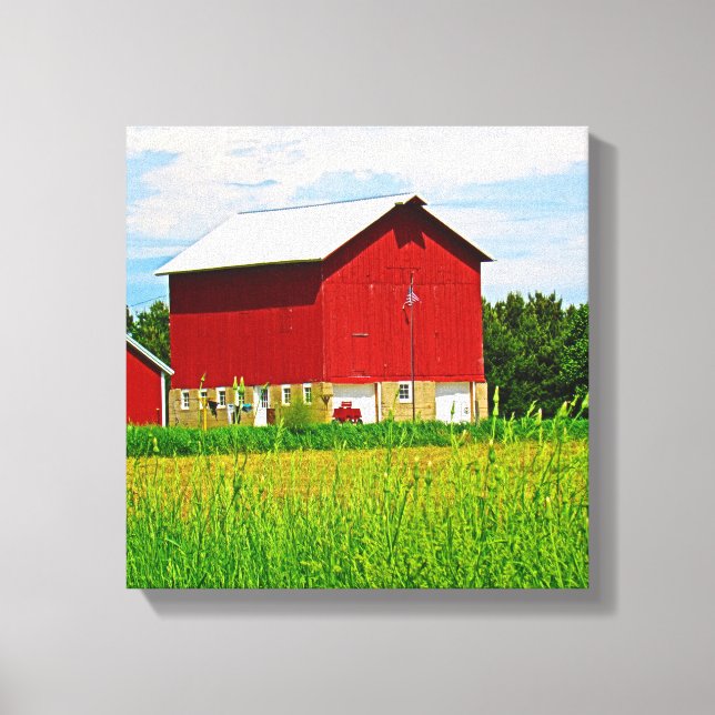 Red Country Barn and Pasture Canvas Print (Front)