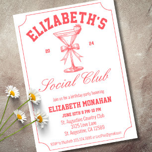 Red Country Club Social Club Birthday Party Invitation