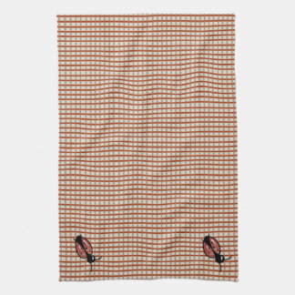 Red Country Folk Gingham Checks Tea Towel