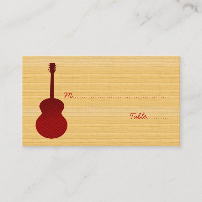 Red Country Guitar Place Card (Front)